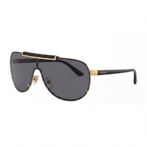 Versace VE2140 Black Aviator Sunglasses for Women, Dark Grey lens