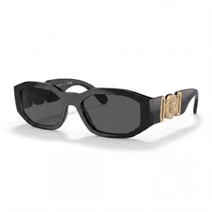 Versace VE4361 Black Rectangle Sunglasses Unisex, Dark Grey lens
