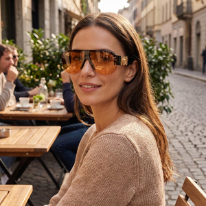 Versace Wayfarers Black Sunglasses Unisex — outdoor wear, Orange Non-Polarized lens