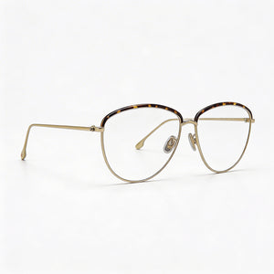 Victoria Beckham Vb2100 Oval Eyeglasses Men — side view, Gold Metal temples