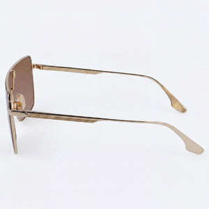 Victoria Beckham VB238S Shield Sunglasses Unisex — side view, Gold lens