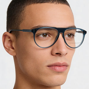 Victoria Beckham VB2602 Aviator Eyeglasses Men — side view, Blue temples