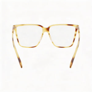 Victoria Beckham VB2633 Square Eyeglasses Men — side view, Blonde Havana Acetate temples