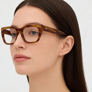 Victoria Beckham VB2660 Rectangle Eyeglasses Women — side view, Havana Acetate temples