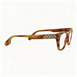 Victoria Beckham VB2662 Square Eyeglasses Women — side view, Havana Acetate temples
