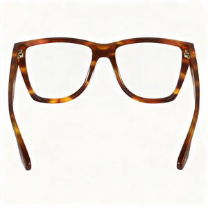 Victoria Beckham VB2664 Square Eyeglasses Women — side view, Striped Blonde Havana Acetate temples