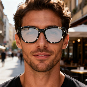 Victoria Beckham VB2665 Square Eyeglasses Men — side view, Havana Acetate temples