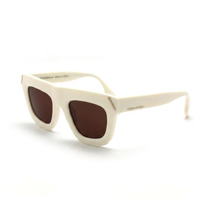 Victoria Beckham VB642S Yellow Square Sunglasses for Women, Ivory lens