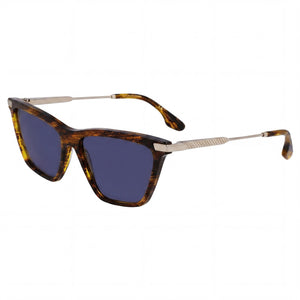 Victoria Beckham VB663S Havana Cat Eye Sunglasses for Women, Translucent Horn lens