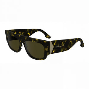 Victoria Beckham VB666S Black Rectangle Sunglasses Unisex, Black Yellow lens