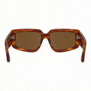 Victoria Beckham VB670S Rectangle Sunglasses Women — side view, Non-Polarized Striped Blonde Havana lens