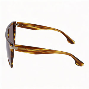 Victoria Beckham VB684S Rectangle Sunglasses Women — side view, Havana frame detail