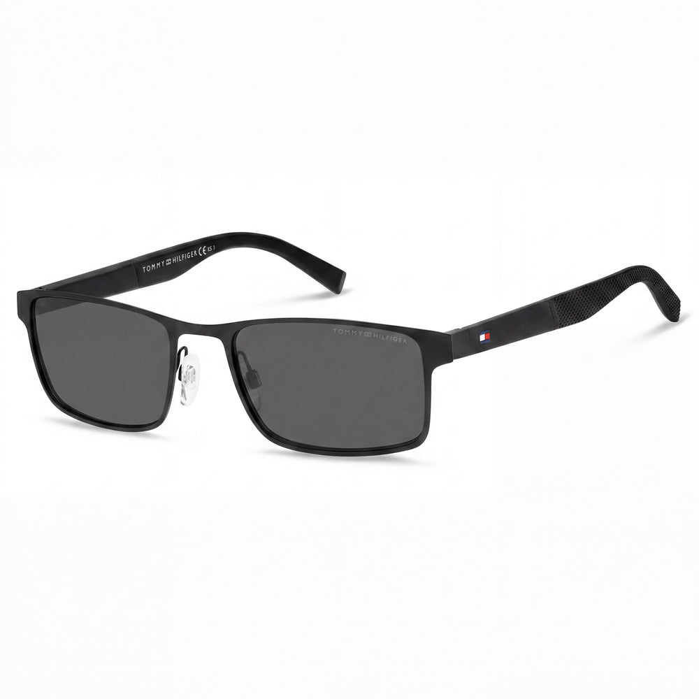 Tommy Hilfiger Contemporary TH 1904/S Matte Black Metal Rectangle Grey Lens UV Protection Non-Polarized Men's Sunglasses 55mm