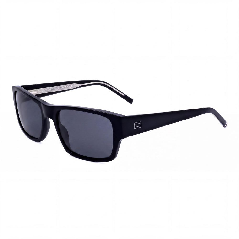 Gafas de sol Tommy Hilfiger TH 2017/S para hombre, rectangulares, de policarbonato negro, con lentes grises, 100 % protección UV, no polarizadas, 56 mm
