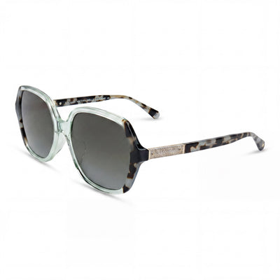 kate spade new york Gafas de sol cuadradas de acetato gris azulado contemporáneas para mujer, lentes con degradado sombreado gris oscuro, protección UV, 57 mm