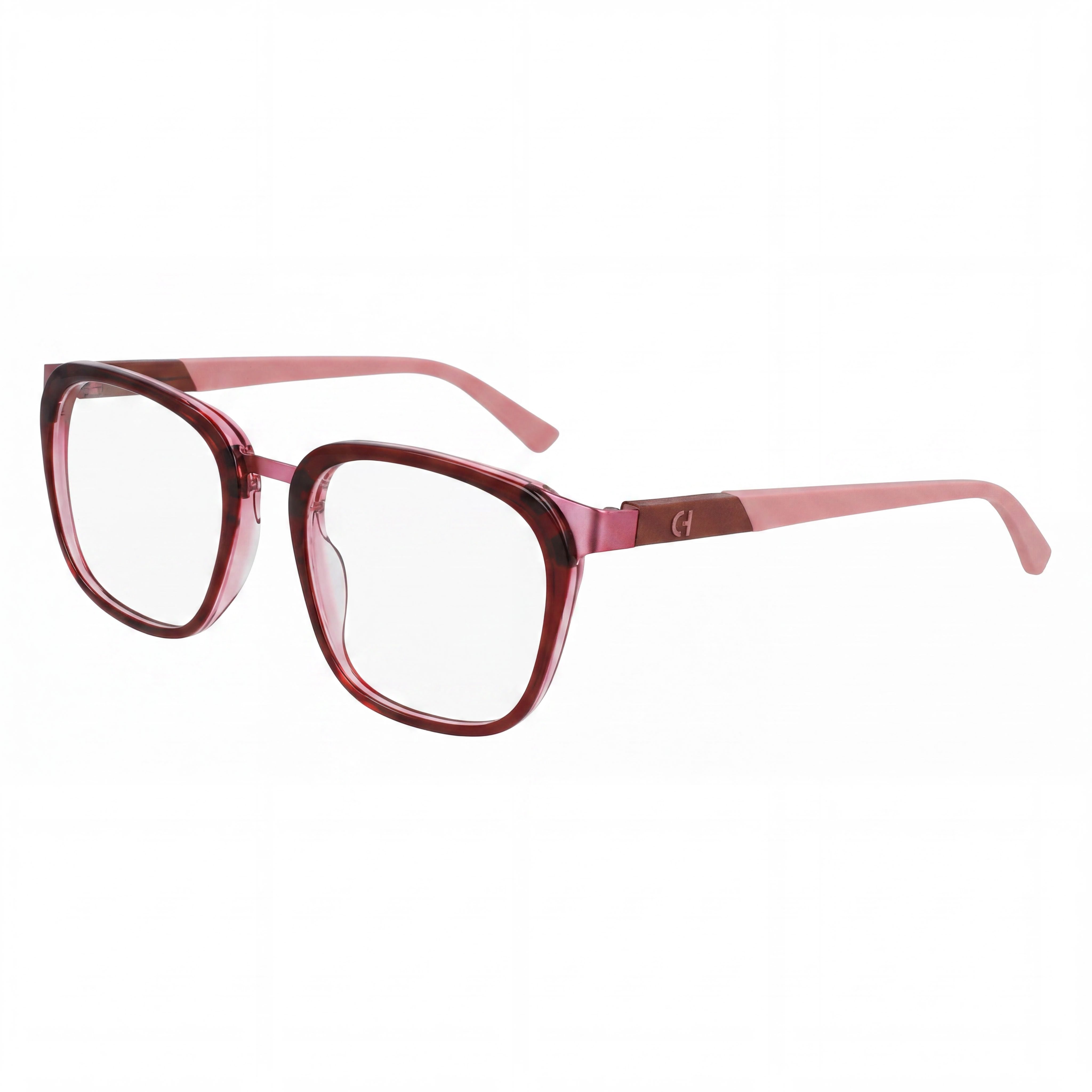 Cole Haan Unisex Burgundy Crystal Black Frame Eyeglasses with Clear Demo Lenses, Prescription Ready, Photo 1