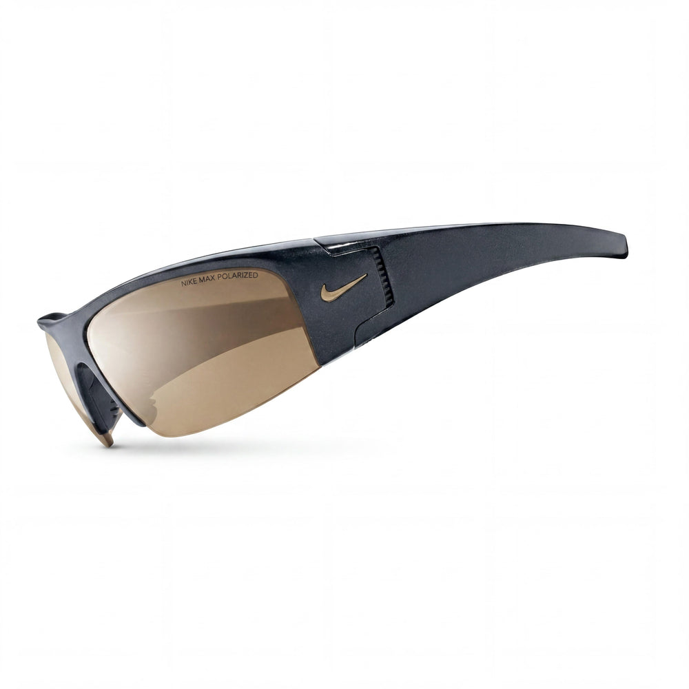 Nike Classic Unisex Polarized UV Protected Sunglasses - Onyx Plastic Frame, Brown Nylon Lenses, 135 Temple