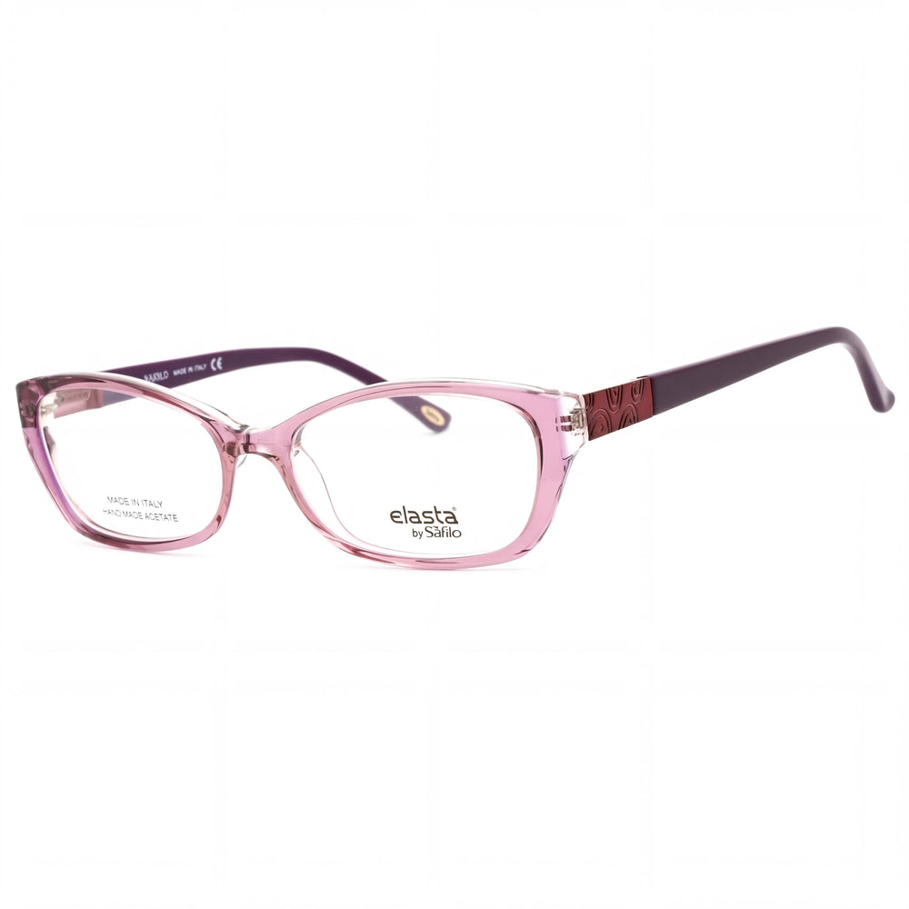ELASTA 5798 Women's Rectangular Full Rim Plastic Frame Eyeglasses in Plum with non- Lenses 53mm