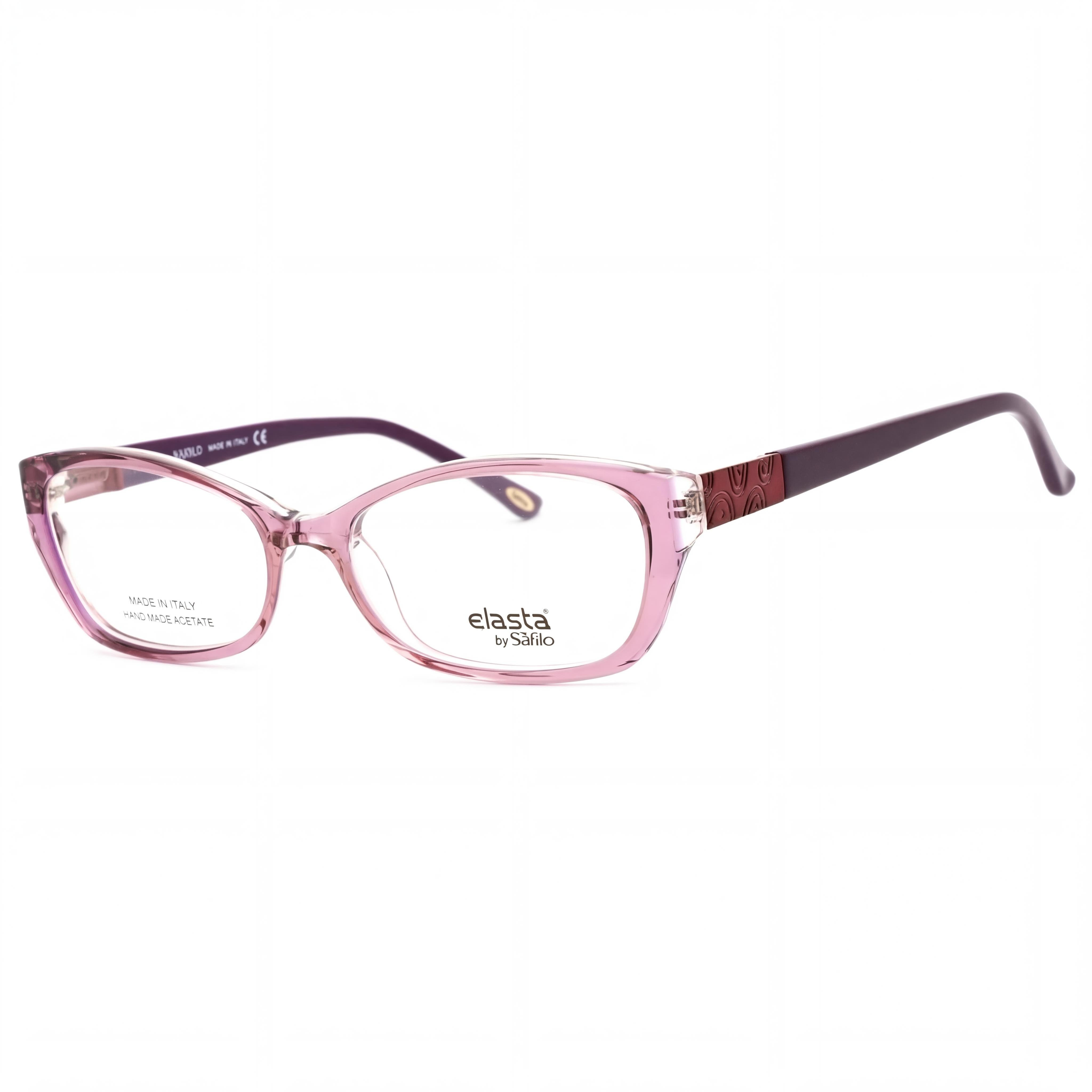 ELASTA 5798 Women's Rectangular Full Rim Plastic Frame Eyeglasses in Plum with non- Lenses 53mm, Photo 1
