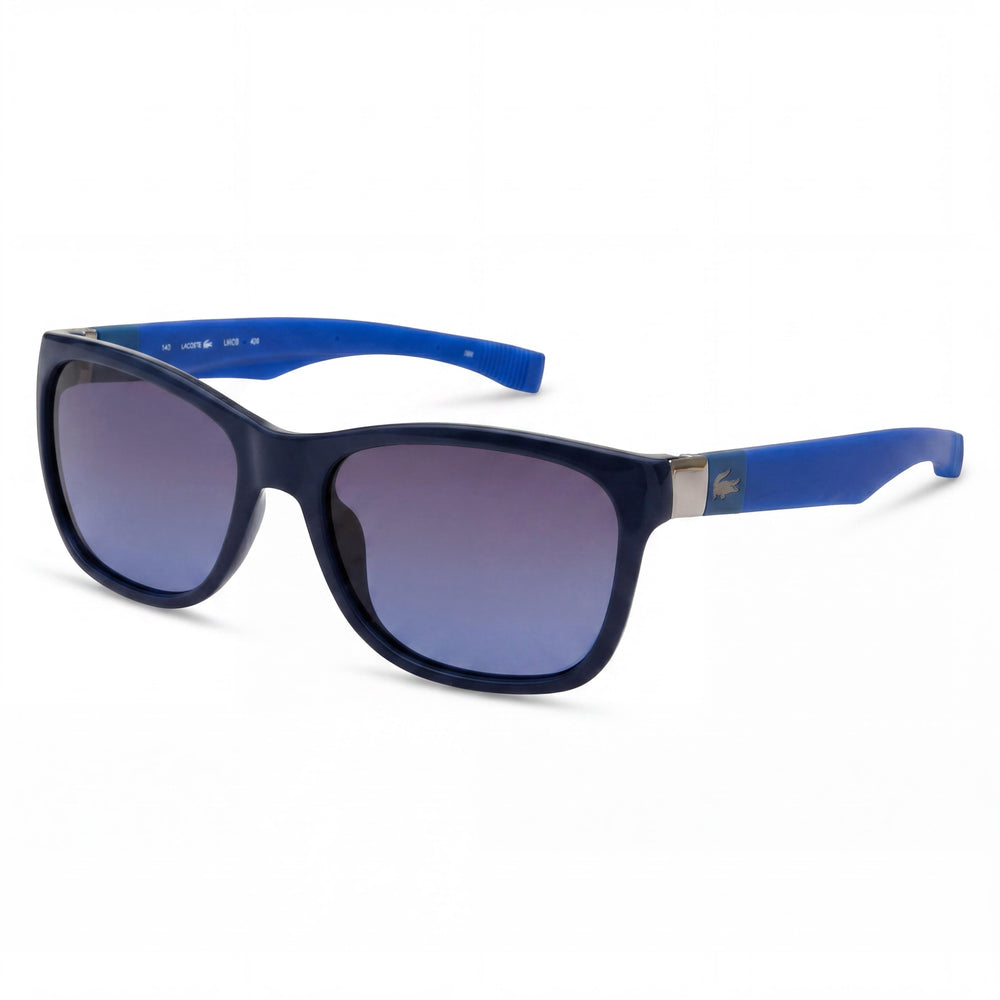 Gafas de sol Lacoste Wayfarer unisex, montura de acetato azul, lentes de policarbonato azules con protección UV, 54-18-140 mm