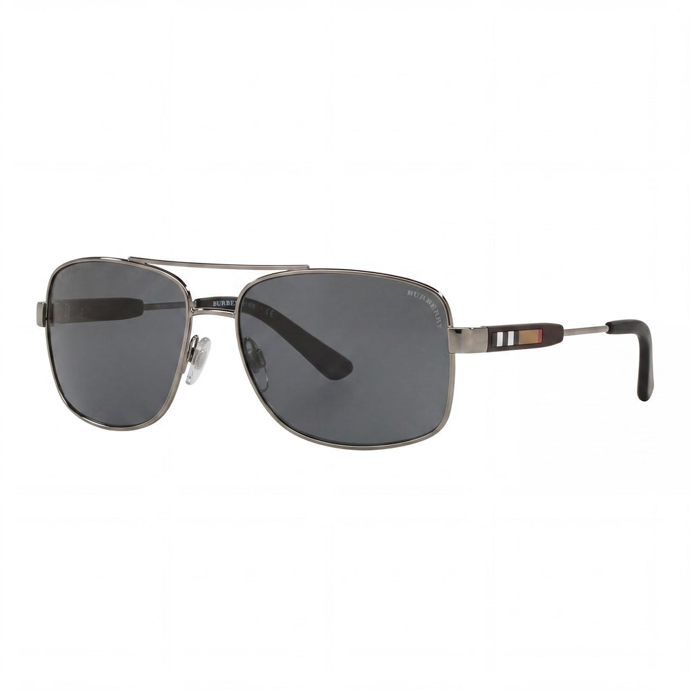 BURBERRY Classic Unisex Gunmetal Gray Plastic Frame with Polycarbonate Grey Lenses, 63mm Lens, 15mm Bridge, 135mm Temple
