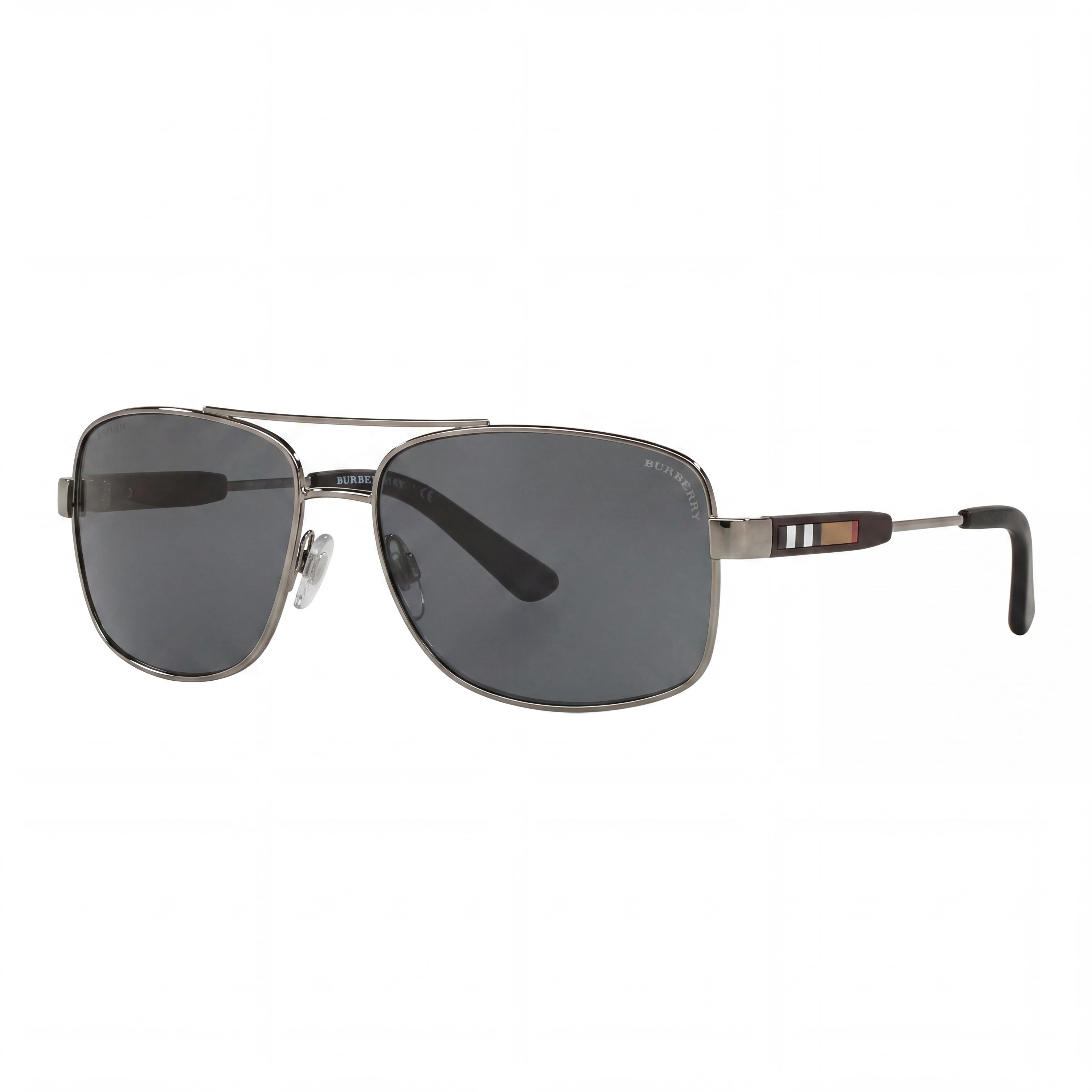 BURBERRY Classic Unisex Gunmetal Gray Plastic Frame with Polycarbonate Grey Lenses, 63mm Lens, 15mm Bridge, 135mm Temple, Photo 1
