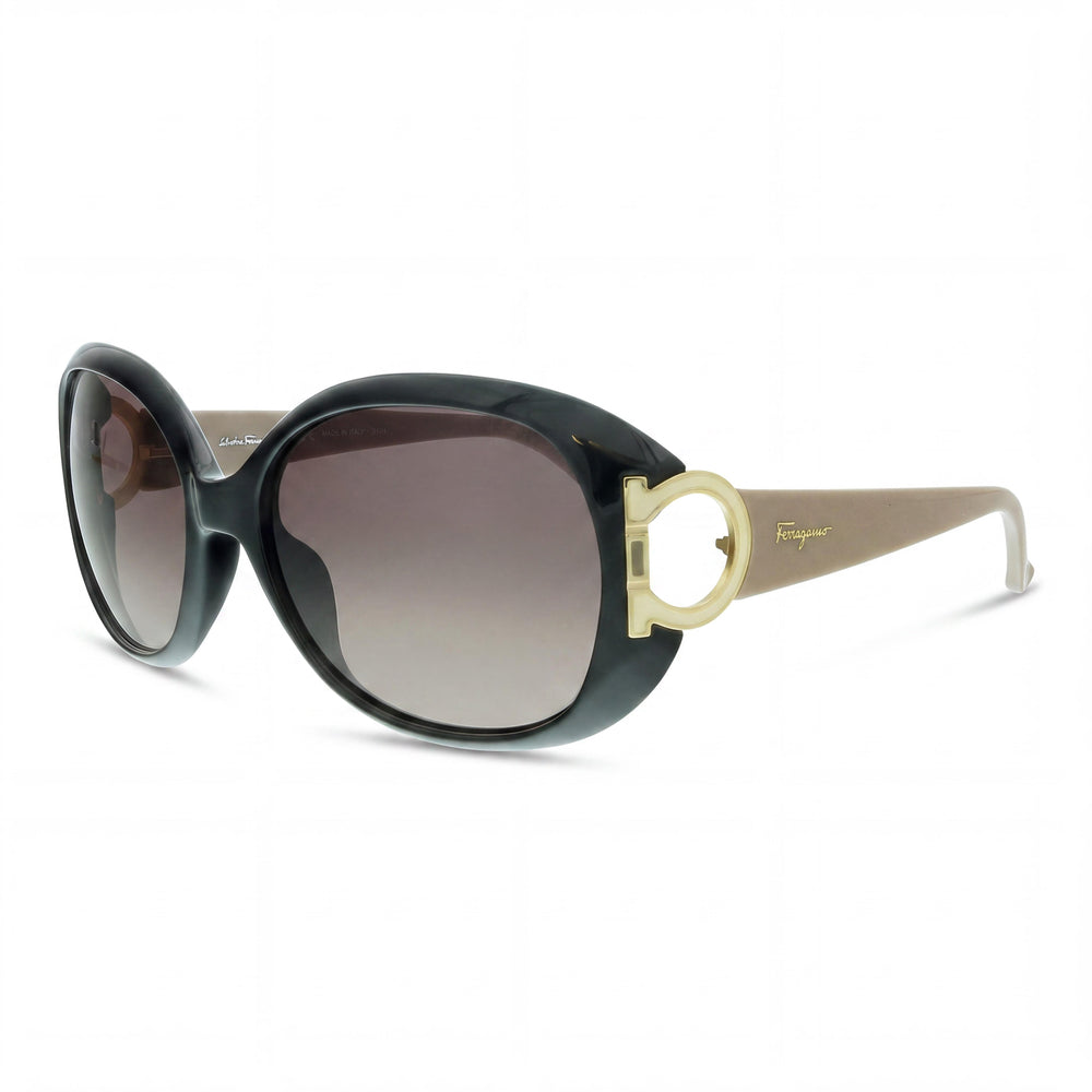 Gafas de sol Salvatore Ferragamo Sf668s 001 unisex negras, marrones topo degradadas con montura de material compuesto degradado marrón, no polarizadas con protección UV, 57mm