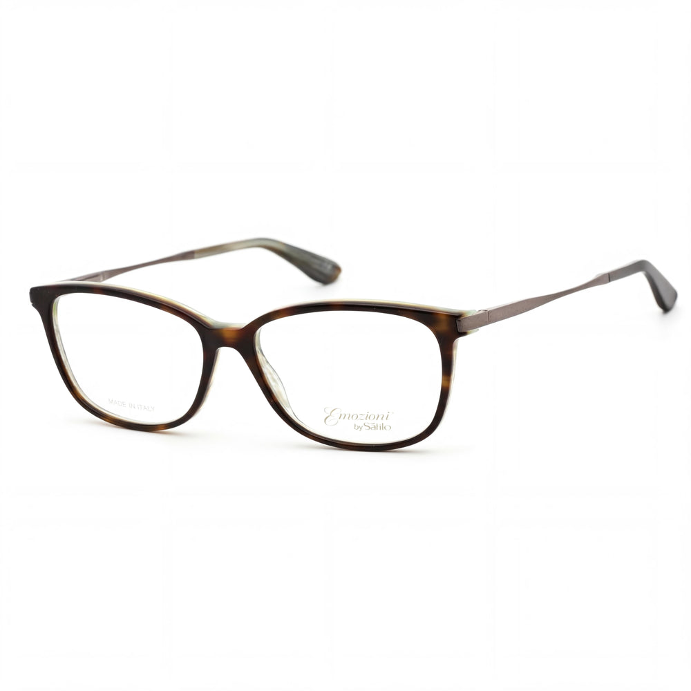 Emozioni Women's 4044 Rectangular Plastic Havana Green Gray Prescription Ready Eyeglasses with Clear Demo Lenses, 53mm