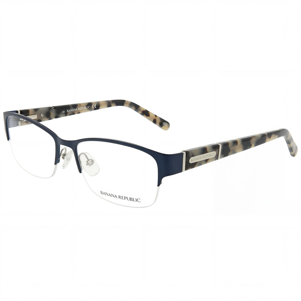 BANANA REPUBLIC Gafas Jordyn unisex de metal rectangulares semial aire azul claro marino con lentes de demostración 52-16-130
