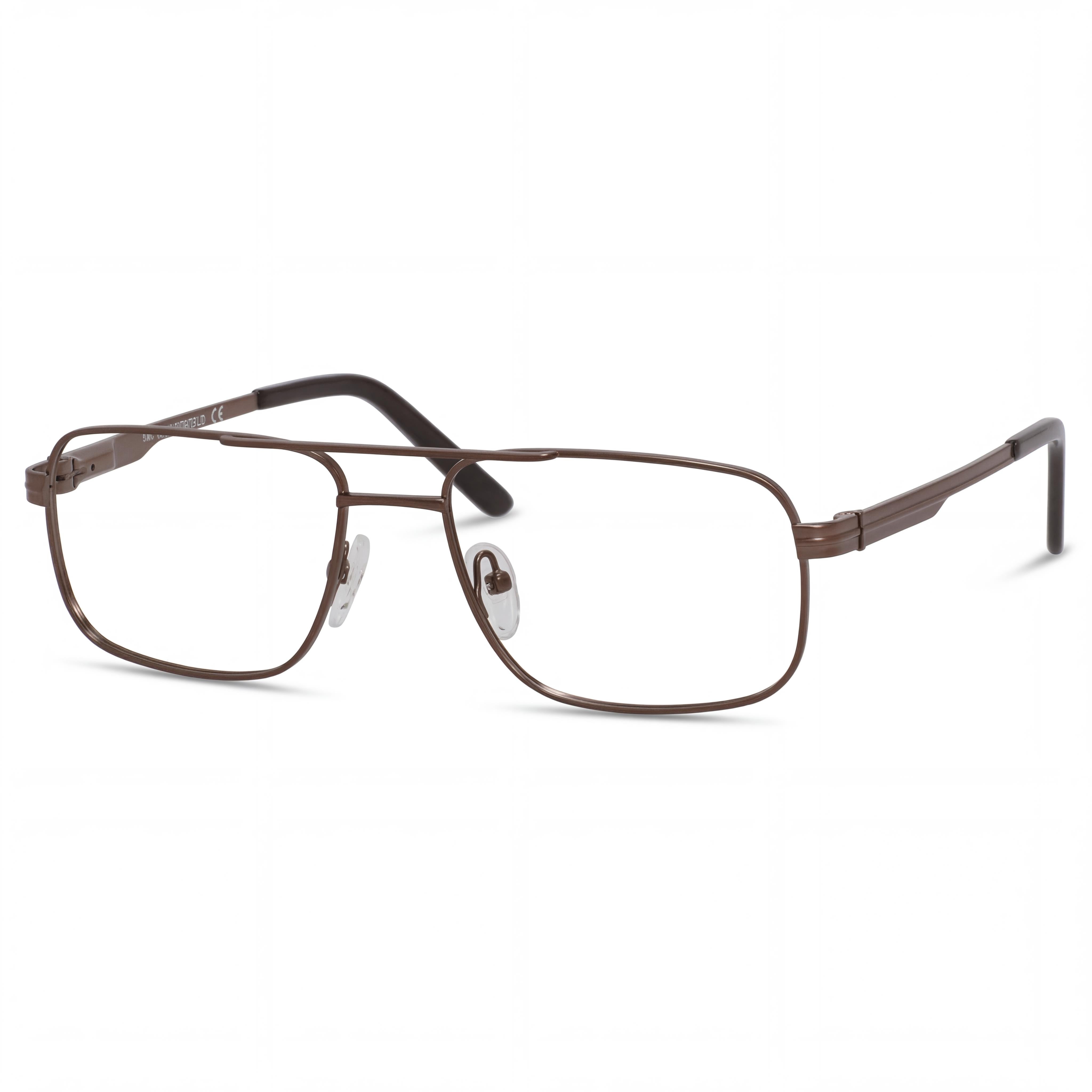 Chesterfield Chesterf 866/T Men's Brown Titanium Rectangular Clear Lens Eyeglasses 56-17-140, Photo 1