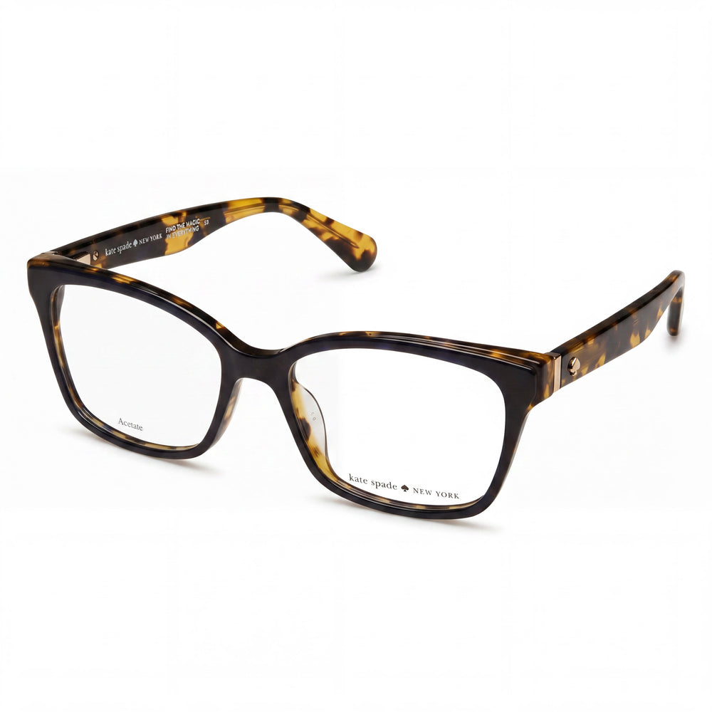 kate spade new york Jeri Gafas de mujer de montura de plástico azul habana con lentes polarizadas transparentes, ancho de lente 50mm