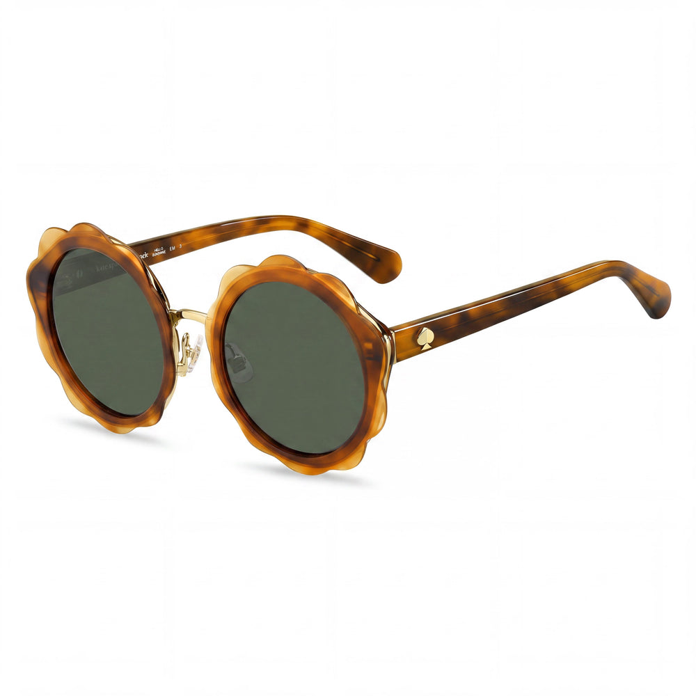 Gafas de sol redondas de plástico para mujer Kate Spade New York Karrie/S, armazón marrón verdoso, lente verde, 52 mm