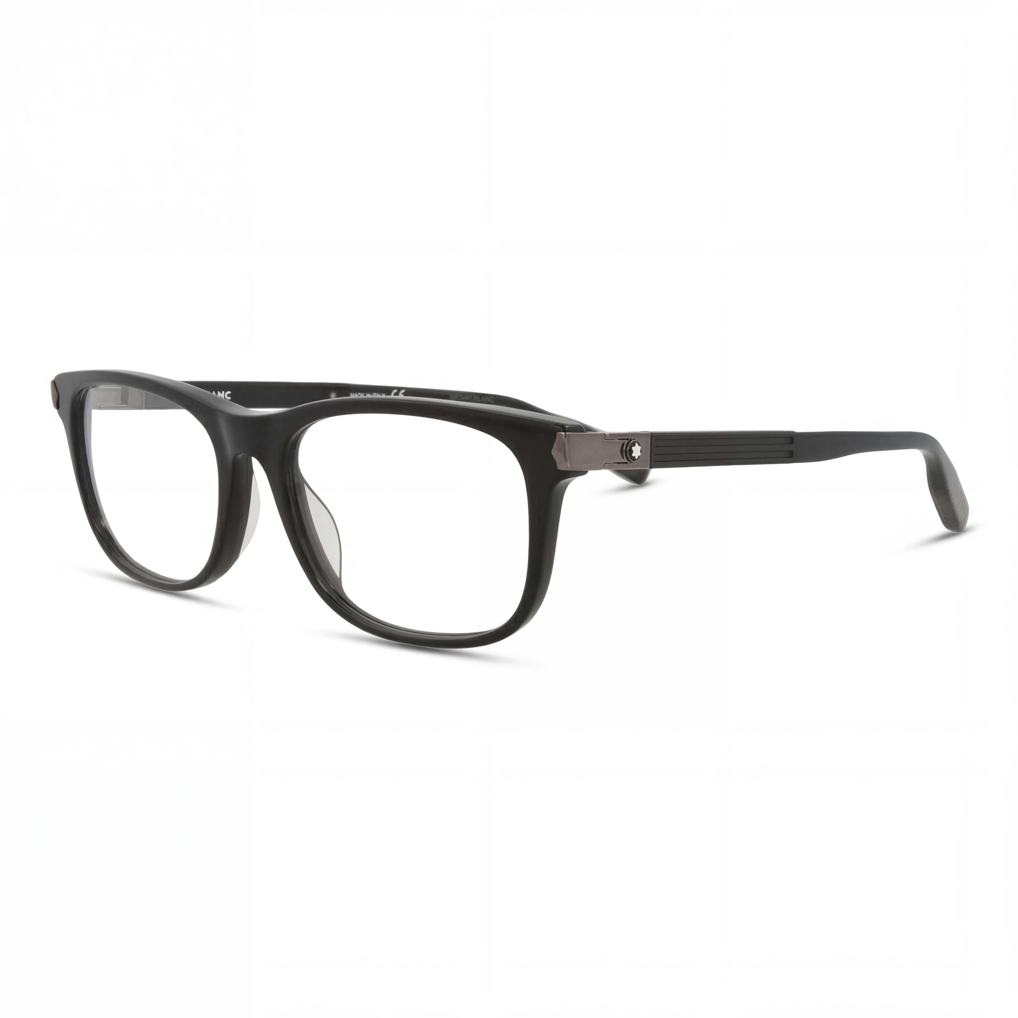 MONTBLANC Established Men's Black Plastic Full Rim Rectangular Rx-Able Eyeglasses with Clear Acetate Lenses 56-18-150, Photo 1