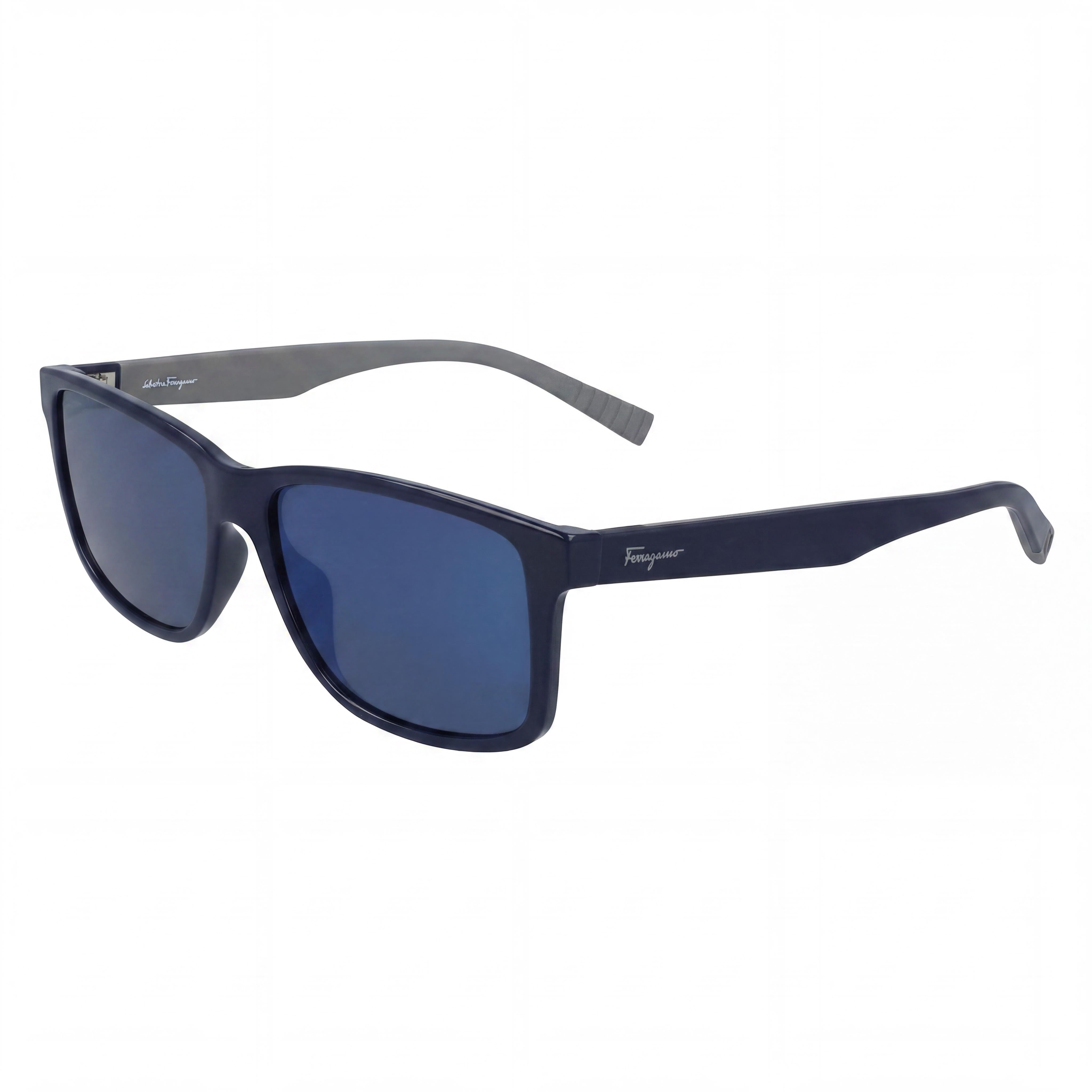 Salvatore Ferragamo Classic Women's Rectangular Blue Grey Plastic Frame Grey Lens 57mm Non-Polarized UV Protection Sunglasses, Photo 1