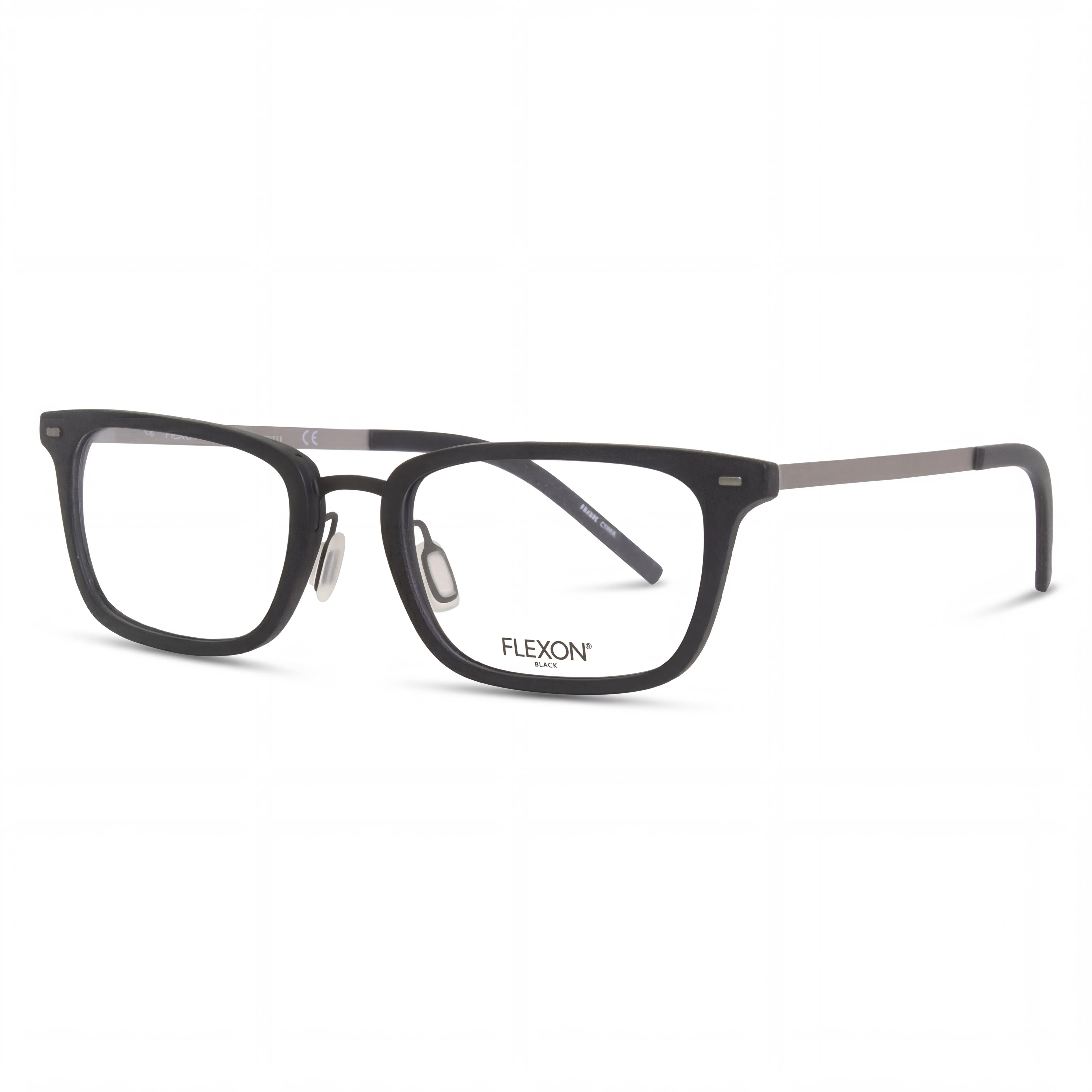Flexon B2021 Unisex Black Metal Frame Eyeglasses with 54mm Lens Width, 20mm Bridge, 145mm Temple, Photo 1