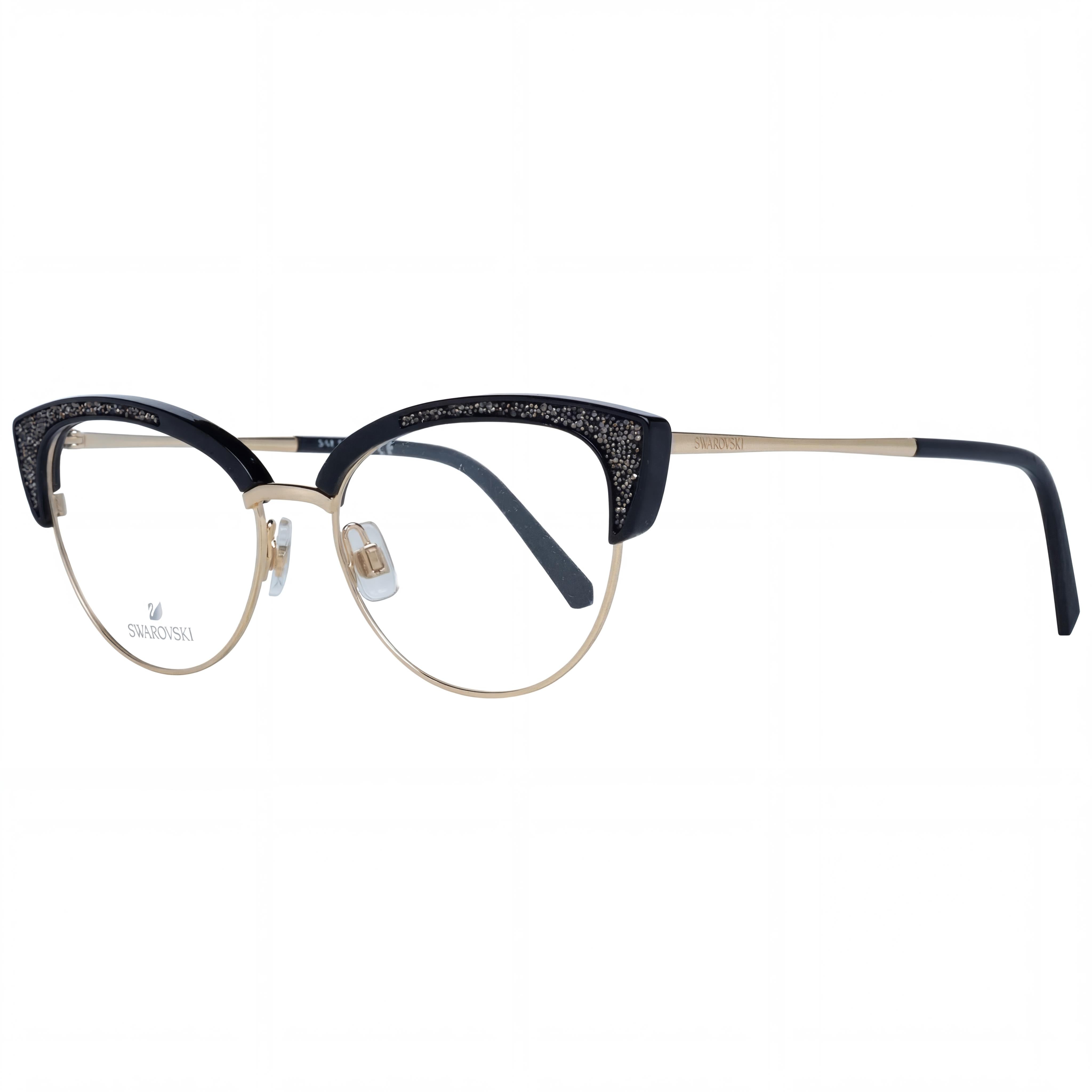 Swarovski Gafas de Sol para Mujer Sk5363 Negras y Doradas de Plástico y Metal sin Polarizar con Lentes de Policarbonato de 53mm, Photo 1