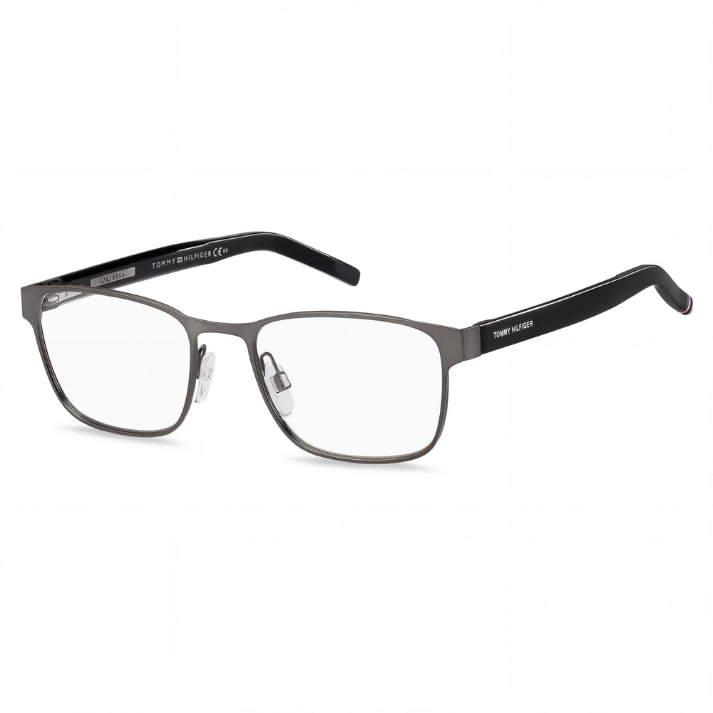 Gafas rectangulares de acero inoxidable semi mate rutenio oscuro Tommy Hilfiger T. Hilfiger 1769 para hombre 55mm