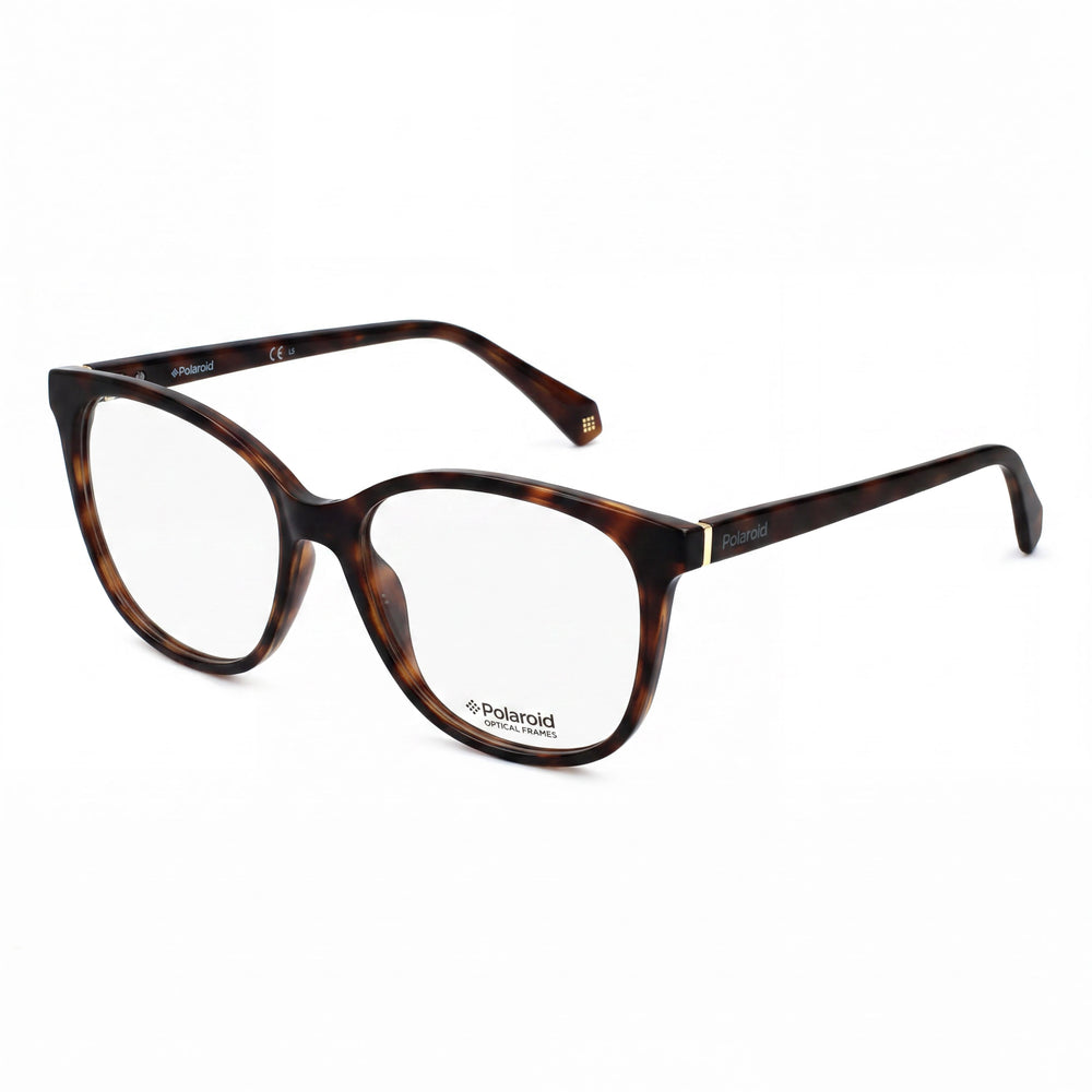 Monturas ópticas Polaroid Pld D372 para mujer color melocotón, ancho de lente de 55 mm, lentes de demostración transparentes, listas para graduación
