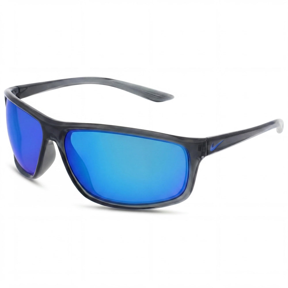 Nike Adrenaline Unisex Acetate Sport Wrap Polycarbonate UV Protected Sunglasses 66mm Dark Grey Grey Blue Mirror