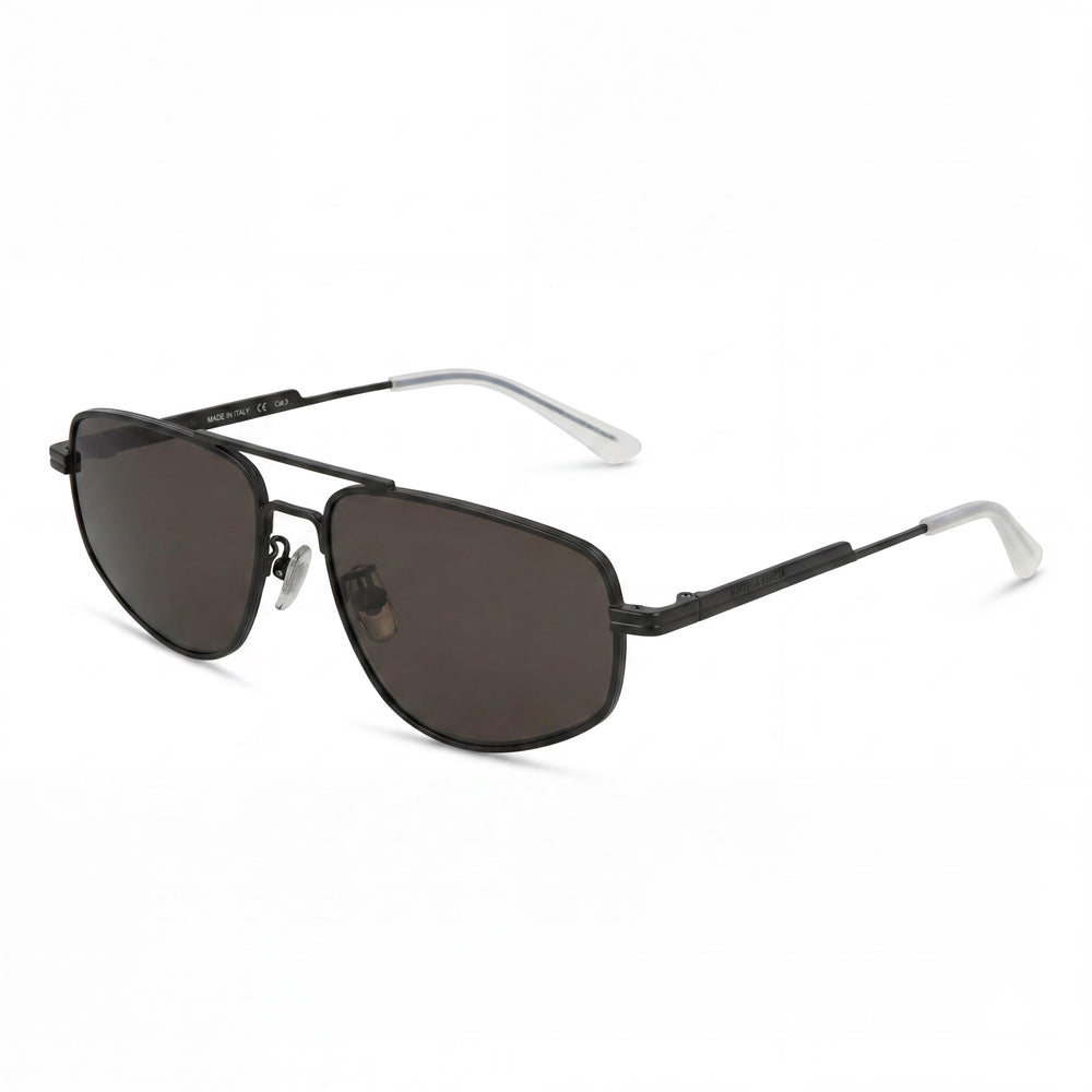 Bottega Veneta Aviator Unisex Sunglasses - Metal Frame, Black Grey Color, Grey Lens, 59mm Lens Width