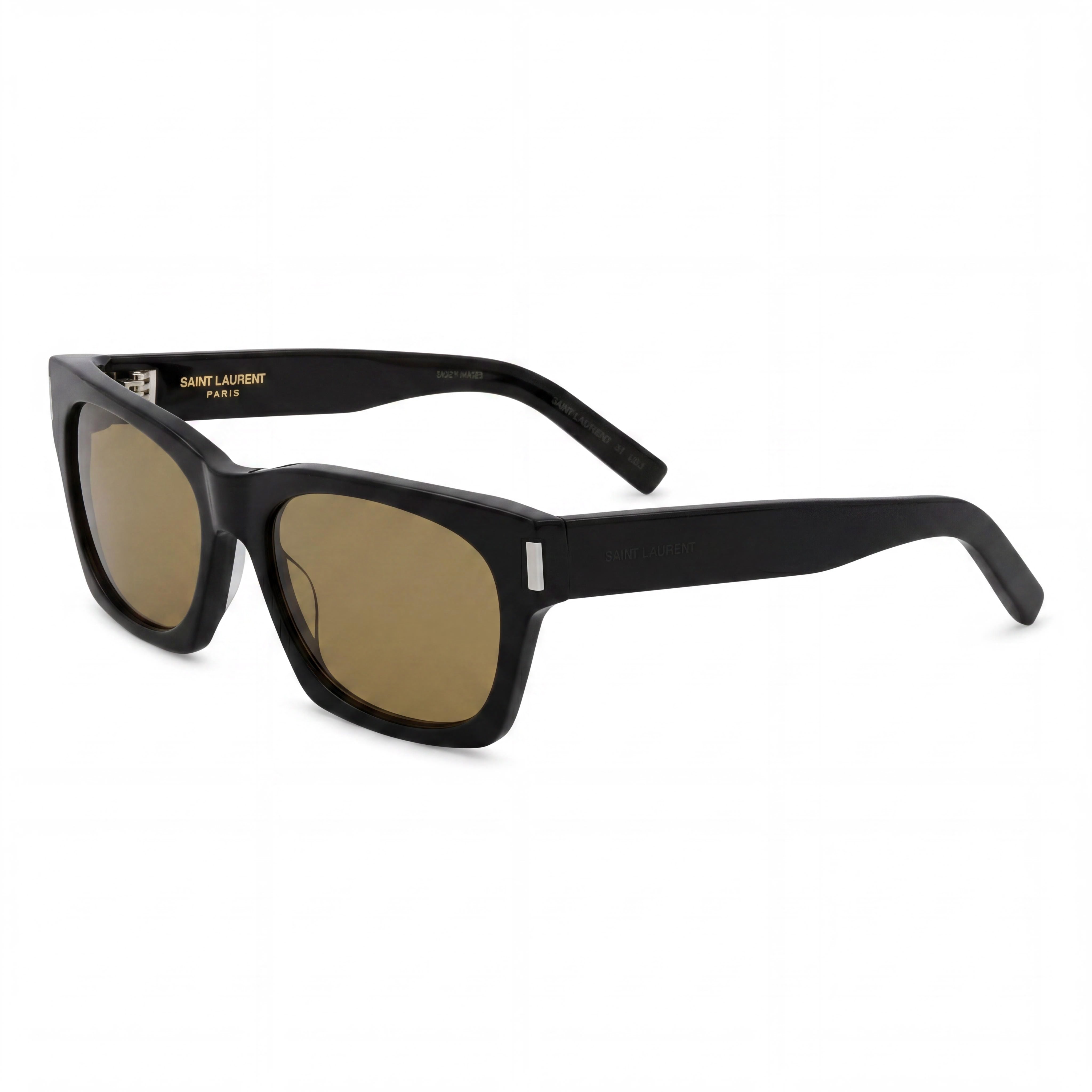 Yves Saint Laurent Square Rectangle Style Unisex Black Yellow Metal Frame UV Protected Sunglasses 54mm, Photo 1