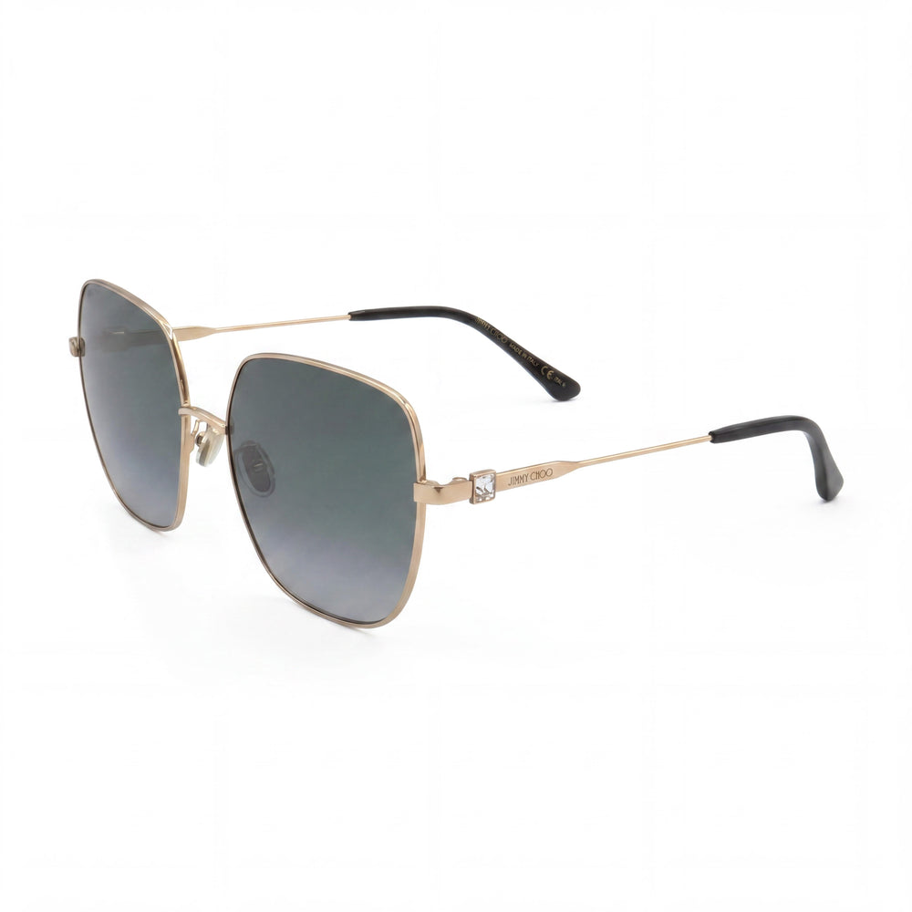 Gafas de sol Jimmy Choo KORI/G/SK para mujer, color dorado y negro, de aleación de acero, forma de mariposa, con degradado gris, 100 % protección UV, 60 mm