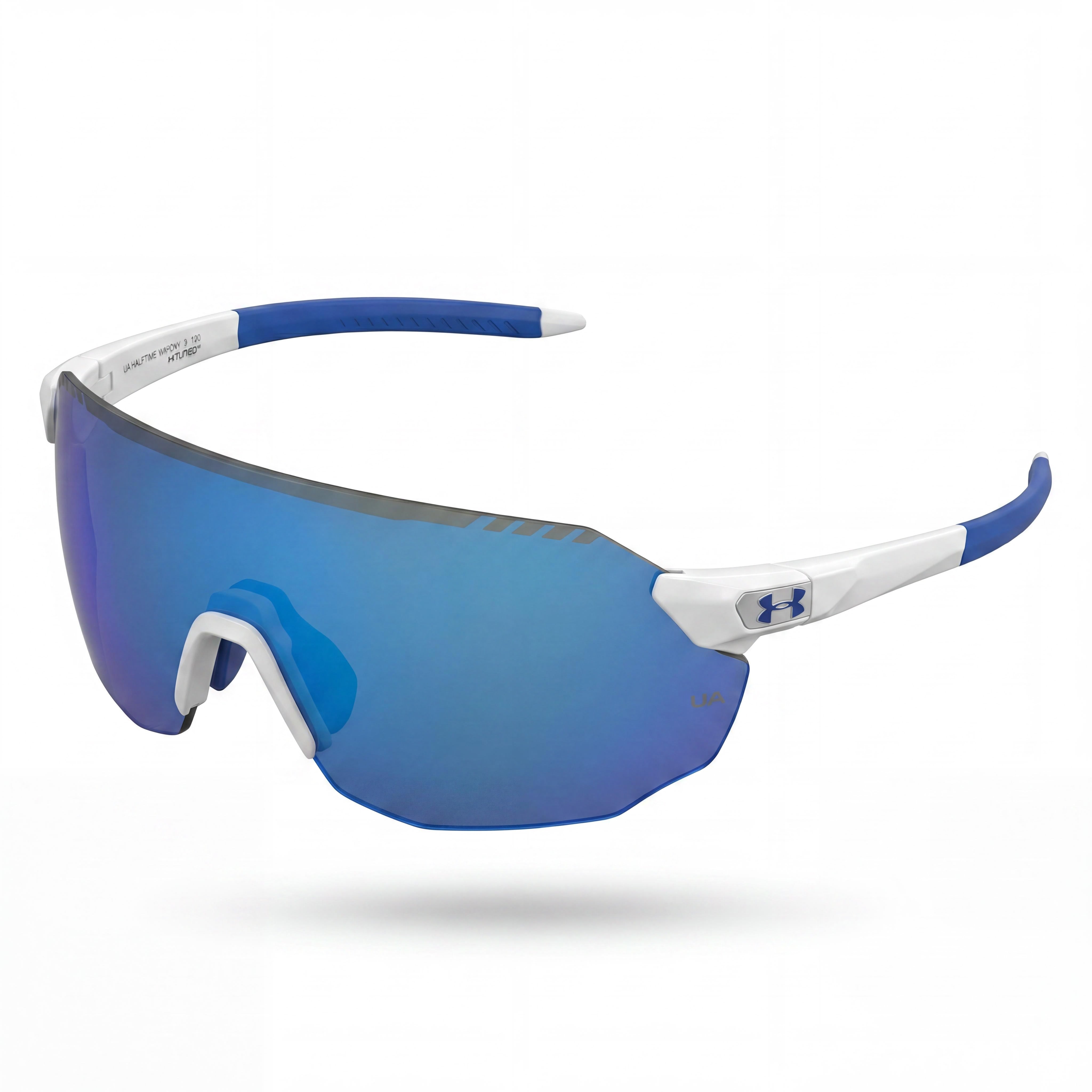 Gafas de sol Under Armour Square Sporty de policarbonato UA TUNED de béisbol azul no polarizadas con protección UV, blanco mate, azul, 99mm, Photo 1