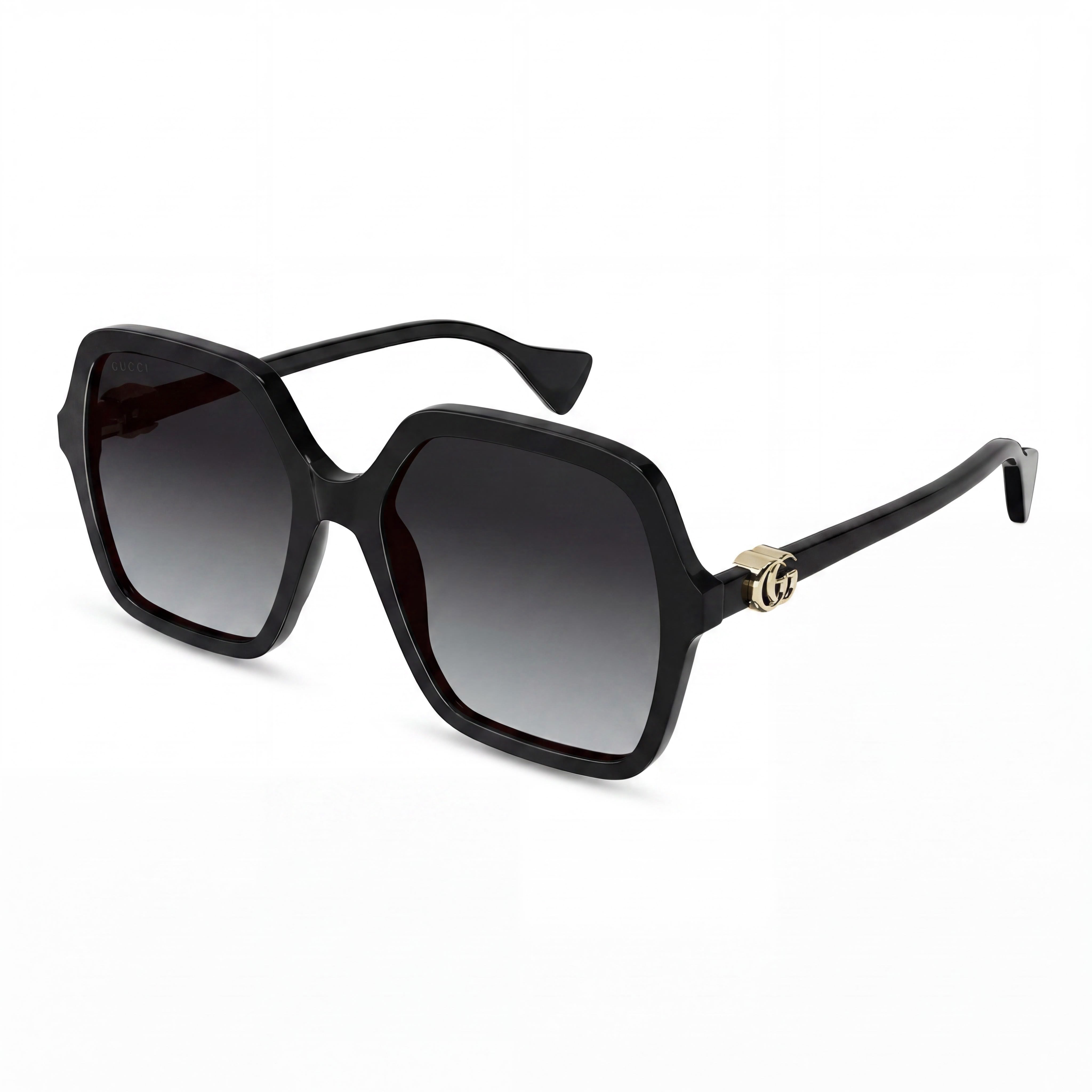 Gucci Gg1072s-001 Women's Black Plastic Full Rim Square Gradient Grey UV Protected Sunglasses 56mm, Photo 1