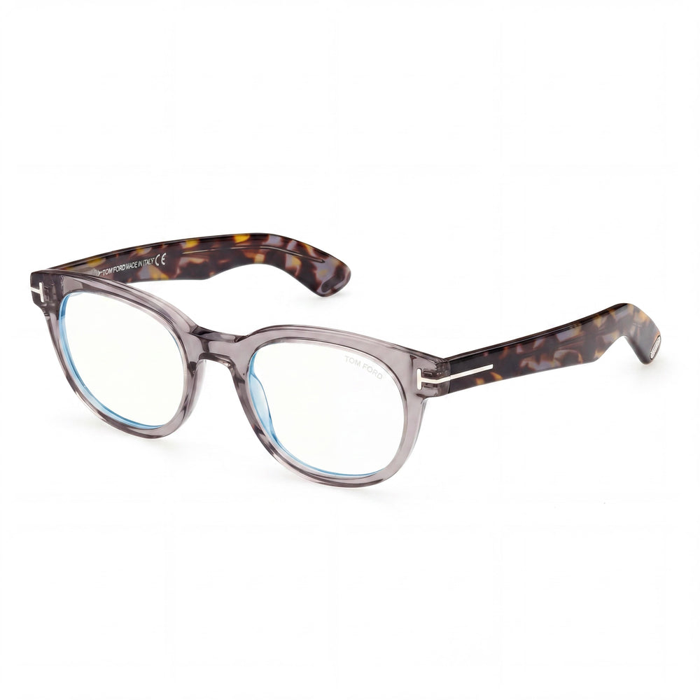 Gafas unisex Tom Ford Ft5807-b de plástico pantografiado gris transparente con montura completa ovalada y lente de demostración transparente de 50 mm