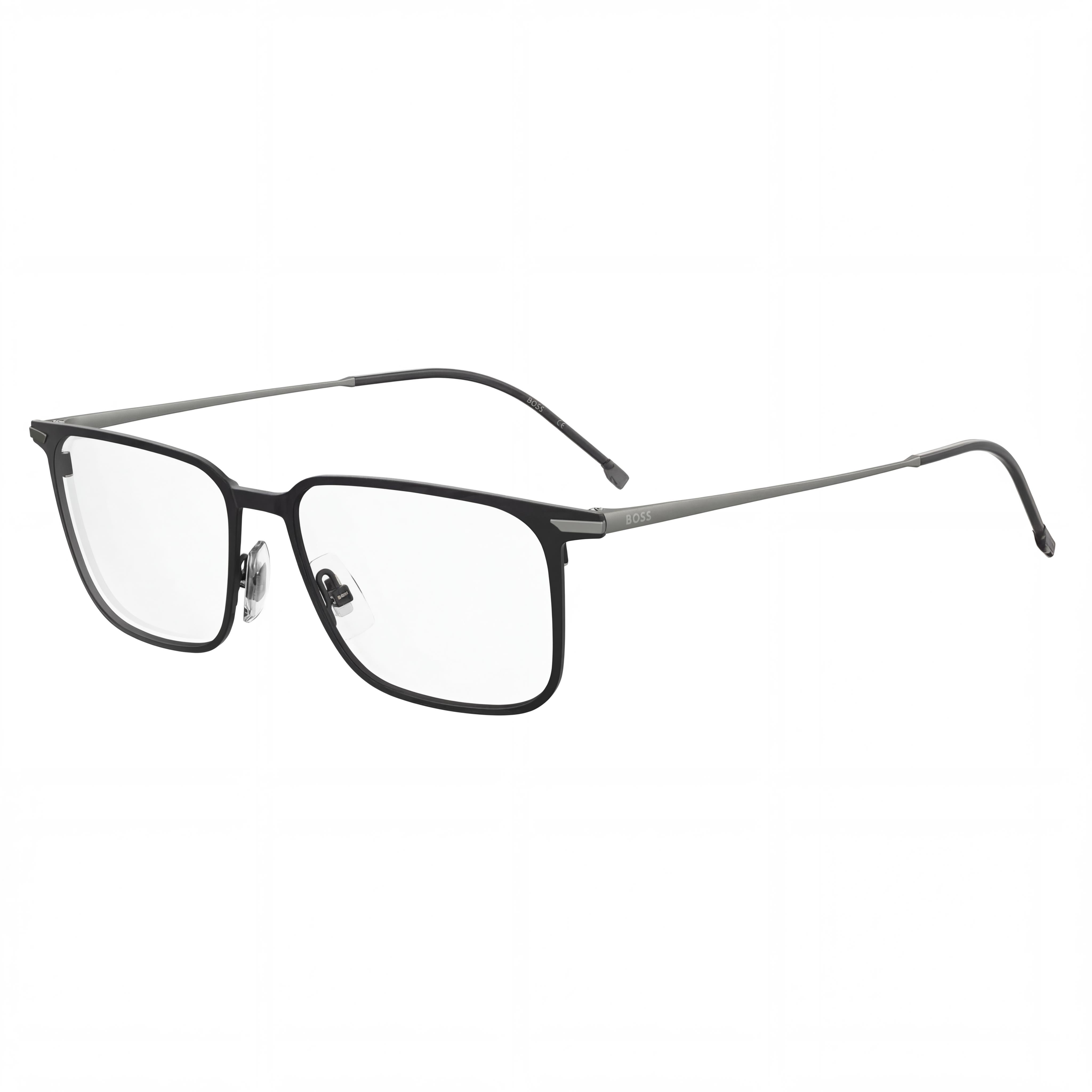 Hugo Boss Modern Eyewear, designed for a Unisex fit, with a Matt Black Titanium Frame and 55mm Lens Width, Photo 1