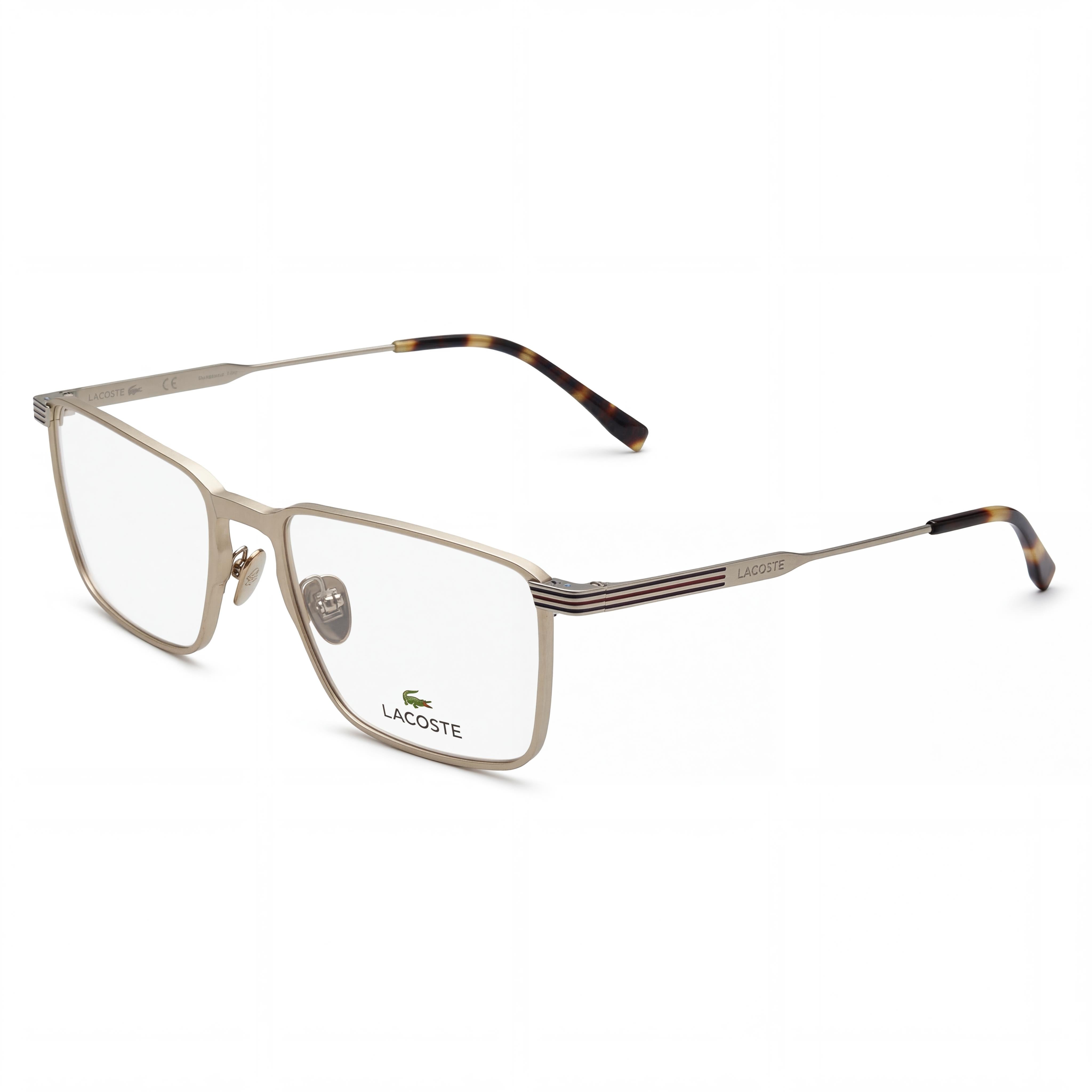 Gafas Lacoste L2285E unisex, cuadradas clásicas, de montura completa, acero de aleación dorado semimate, 54 mm de ancho de lente, Photo 1