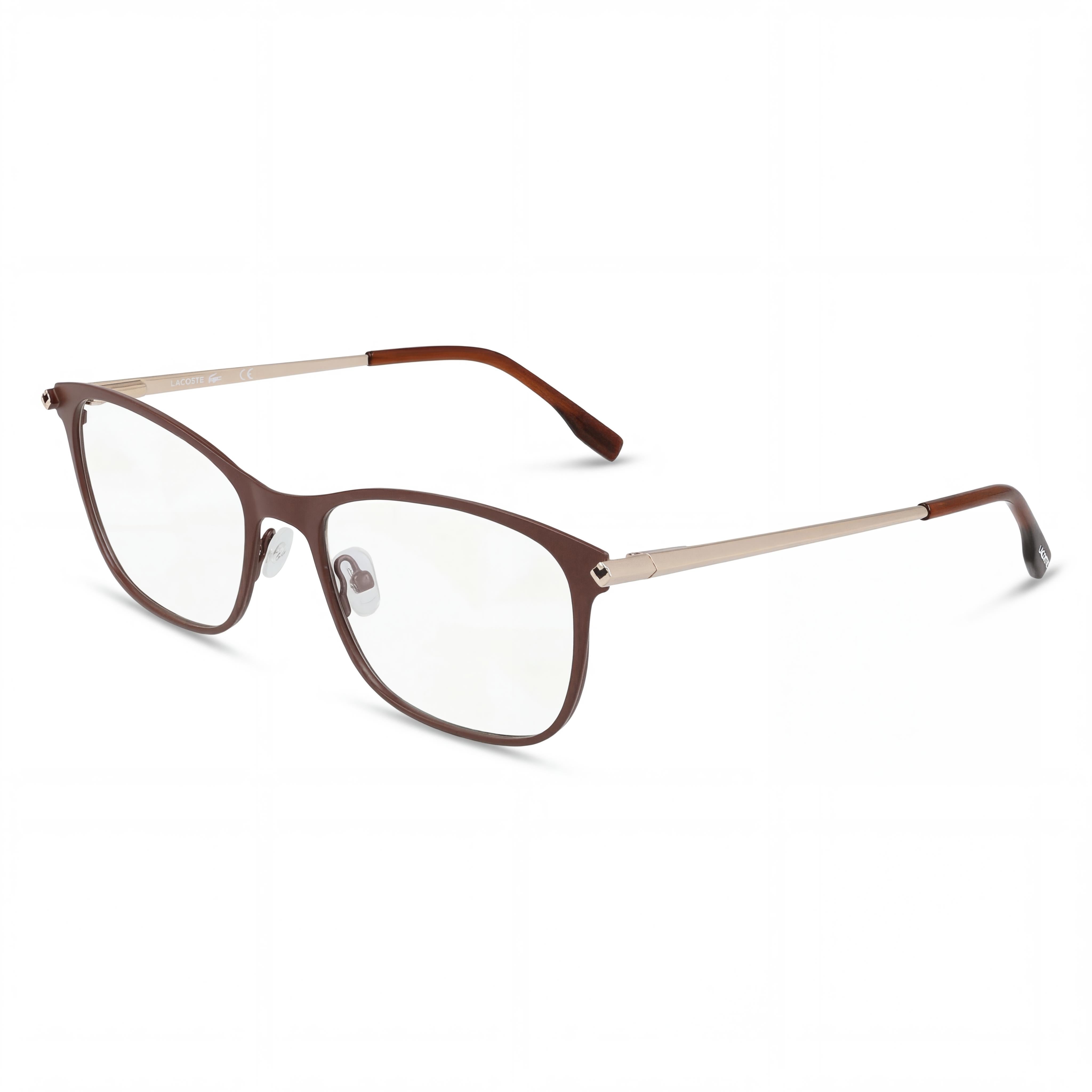 Lacoste Rectangular Women's Metal Brown Rose Gold Eyeglasses with Demo Lenses, Prescription Ready 56, Photo 1