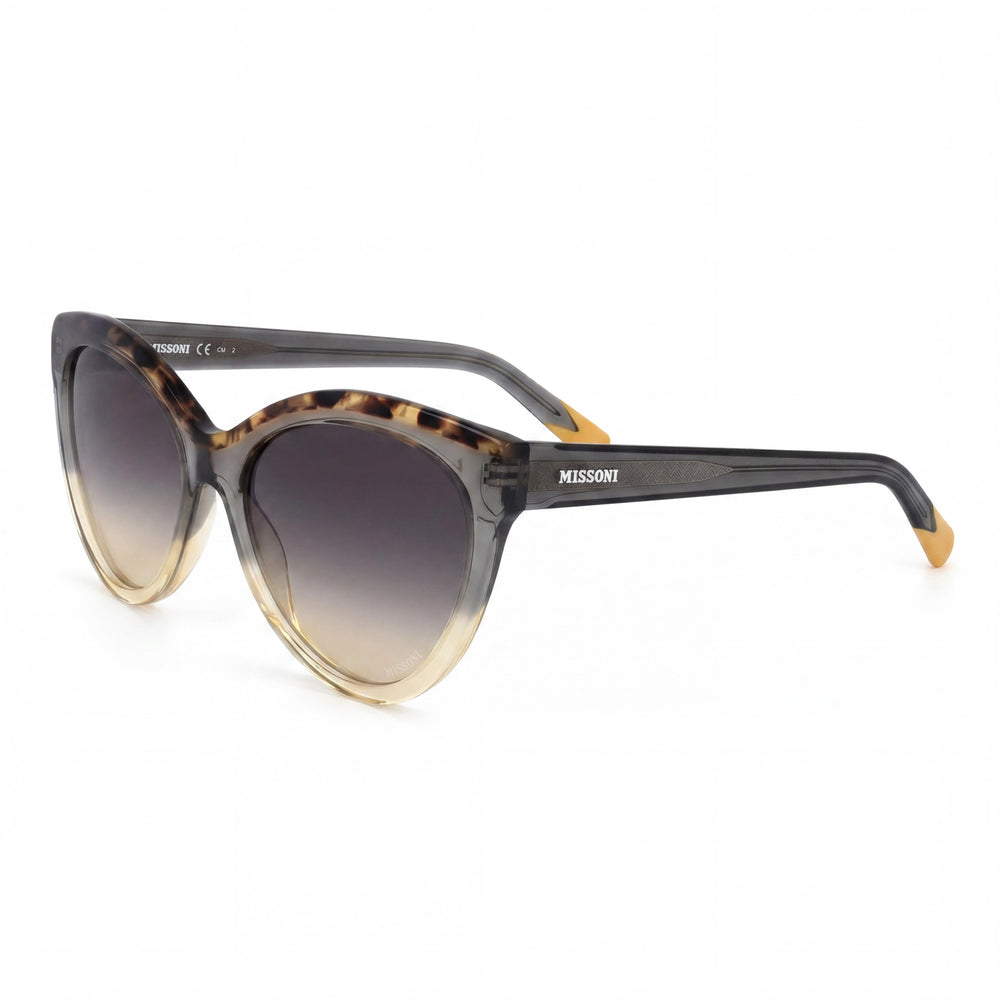 Gafas de sol Missoni Modern Cat Eye de acetato con protección UV y diseño transparente desvanecido efecto carey en gris y ocre para mujer, 57 mm