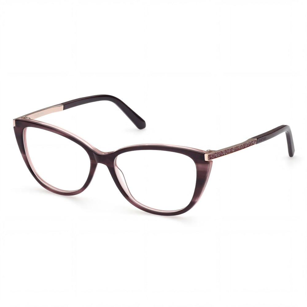 Montura de gafas Swarovski SK5414 para mujer, color burdeos, graduadas y con lentes transparentes de demostración, 53 mm